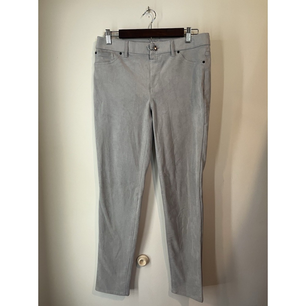 Chicos Pants Womens 0 Gray Faux Suede Slim Ankle Trouser Legging US Small